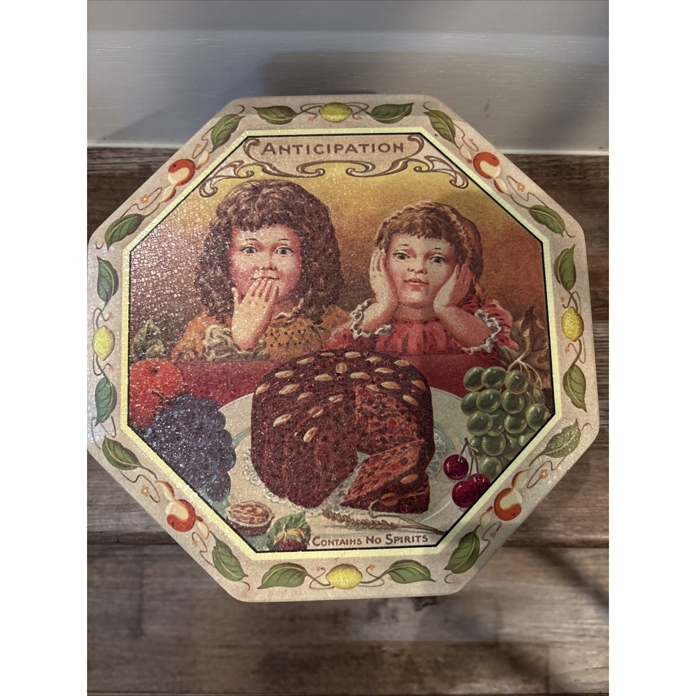 VTG Cookie Metal Tin Box Mommy's Rich Fruity Cake Octagon Kitchen Decor Storage